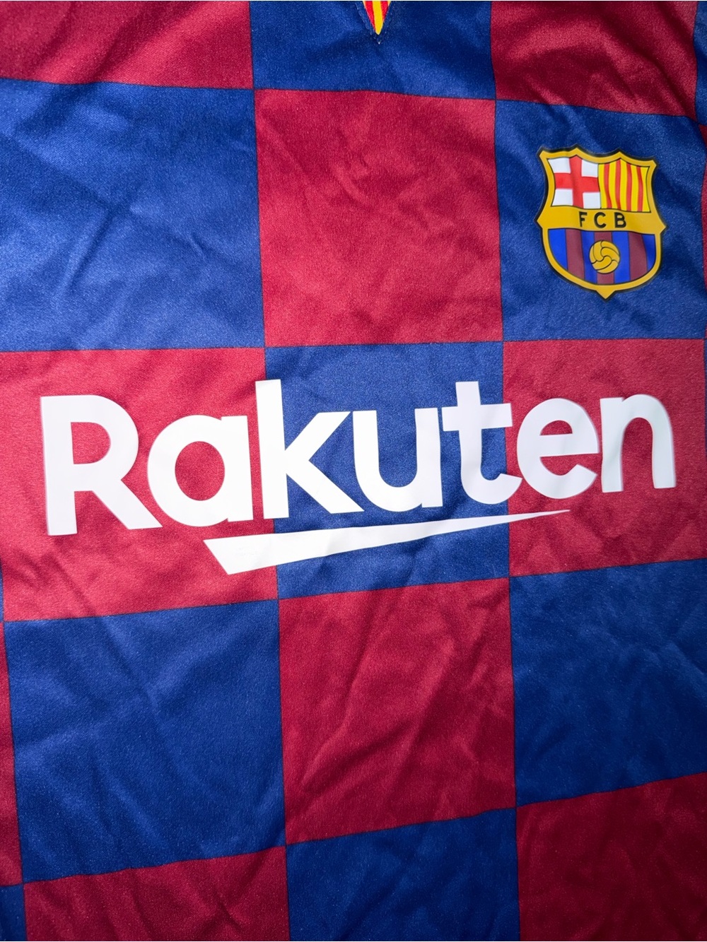 FC Barcelona Blaugrana Red Blue Checkered Leo Messi #10 Jersey Adult Size Small - Picture 3 of 4